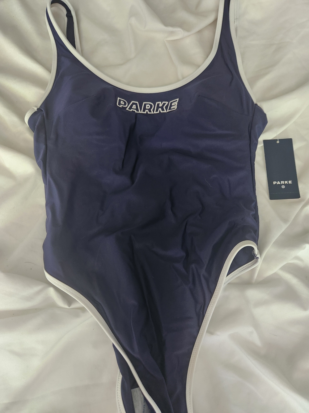 Parke Navy One-Piece Swimsuit with White Trim
